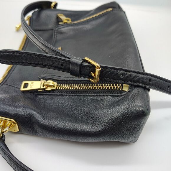 Lauren Ralph Lauren Leather Pebbled Crossbody Bag Purse Black Preppy Classic LRL - Picture 11 of 11